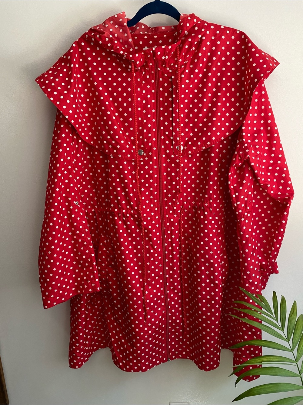 Bea & Dot by Modcloth Red and White Polka Dot Rain Jacket. Size 2X.